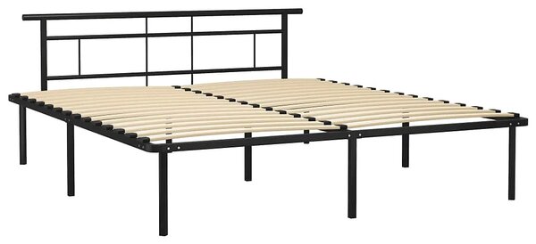 Czarne metalowe łóżko z zagłówkiem 180x200 cm - Mervex