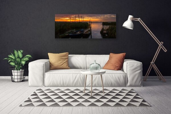 Obraz canvas Łodzie na Trawiastym Brzegu