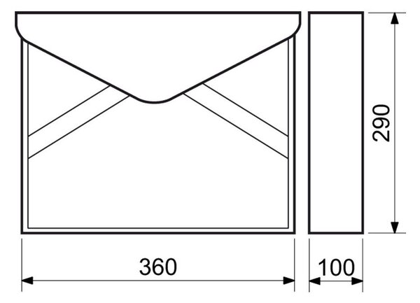 Skrzynka pocztowa, zwiększona odporność na deszcz, 290 x 360 x 100 mm, stal nierdzewna