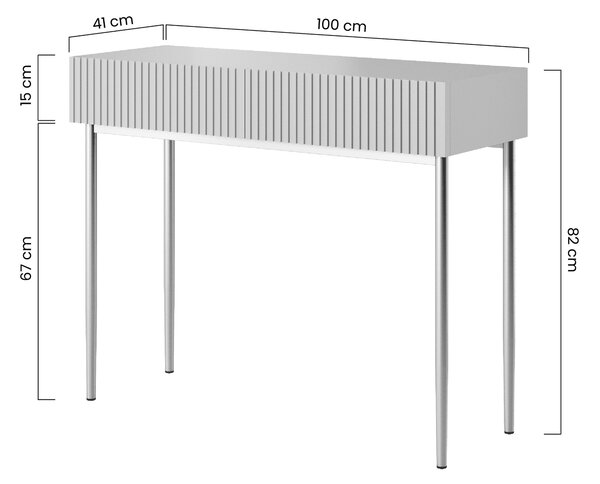 Konsola Nicole 100 cm z szufladami - biały mat / czarne nóżki
