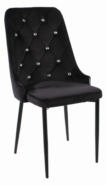 MebleMWM Krzesła z kryształkami AMORE 3506 czarny welur / 4 sztuki