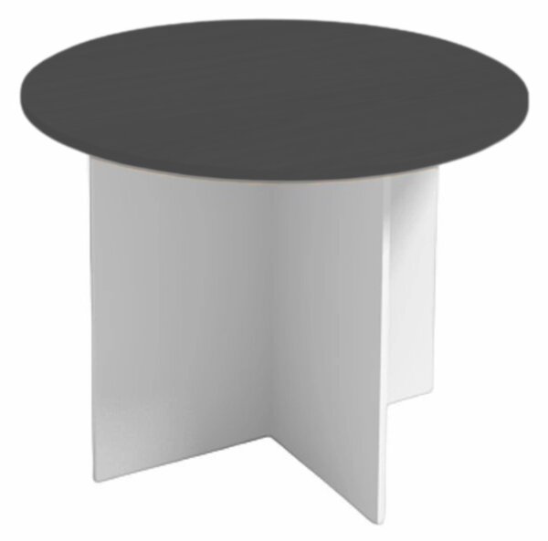 Stół konferencyjny z okrągłym blatem PRIMO WHITE, średnica 100 cm, biały/grafit