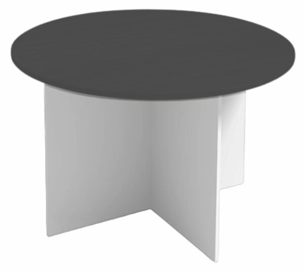 Stół konferencyjny z okrągłym blatem PRIMO WHITE, średnica 120 cm, biały/grafit