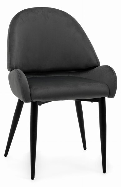 Krzesło tapicerowane do salonu BERGAMO szare welurowe nowoczesne