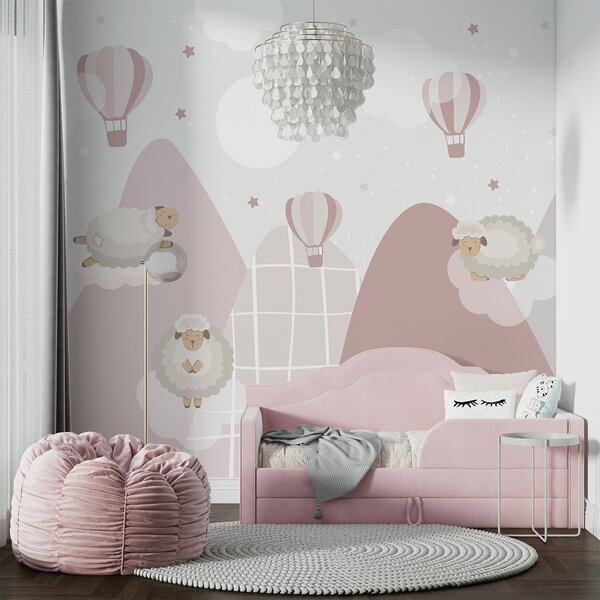 Fototapety Śpiące owce na różowych górach, Fototapety Dziecięce, w04932 : Uwalls.pl