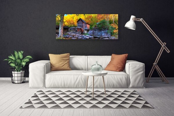 Obraz canvas Zabytkowy Młyn w Jesiennym Lesie