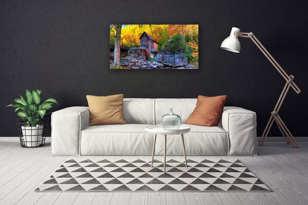 Obraz canvas Zabytkowy Młyn w Jesiennym Lesie
