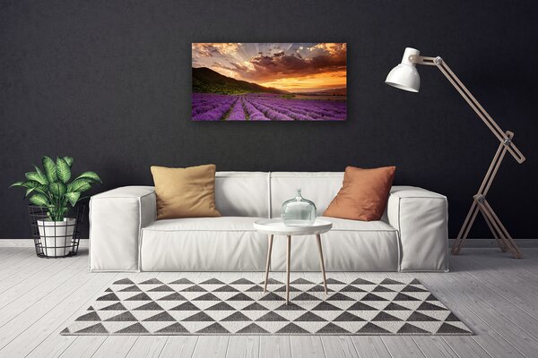 Obraz canvas na ścianę Lawendowy Pejzaż o Zmierzchu