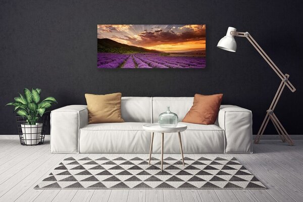 Obraz canvas na ścianę Lawendowy Pejzaż o Zmierzchu
