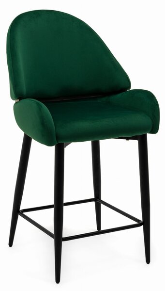 Krzesło barowe tapicerowane hoker BERGAMO zielone welurowe nowoczesne