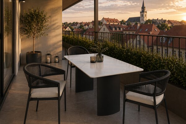 Stół prostokątny 180 cm BELIZE LUX biały spiek CARRARA BIANCO nowoczesny