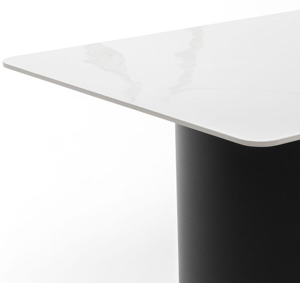 Stół prostokątny 180 cm BELIZE LUX biały spiek CARRARA BIANCO nowoczesny