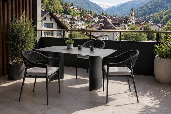 Stół prostokątny 180 cm BELIZE LUX czarny spiek CARRARA BLACK nowoczesny