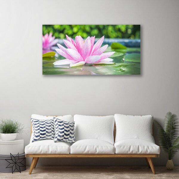 Obraz canvas Kwiat Lotosu na Lustrze Wody