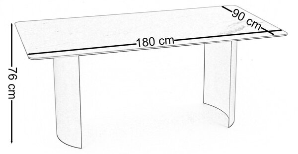Stół prostokątny 180 cm BELIZE LUX biały spiek CARRARA BIANCO nowoczesny