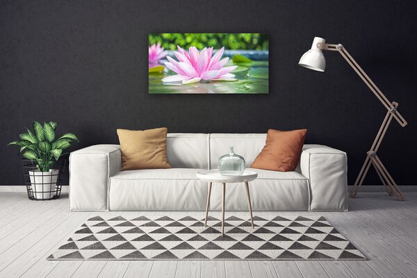 Obraz canvas Kwiat Lotosu na Lustrze Wody