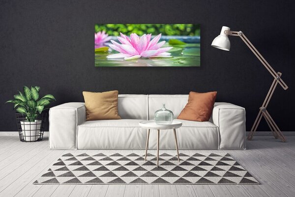Obraz canvas Kwiat Lotosu na Lustrze Wody