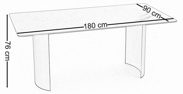 Stół prostokątny 180 cm BELIZE LUX czarny spiek CARRARA BLACK nowoczesny