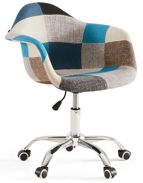 MebleMWM Krzesło obrotowe ART105C patchwork niebieski