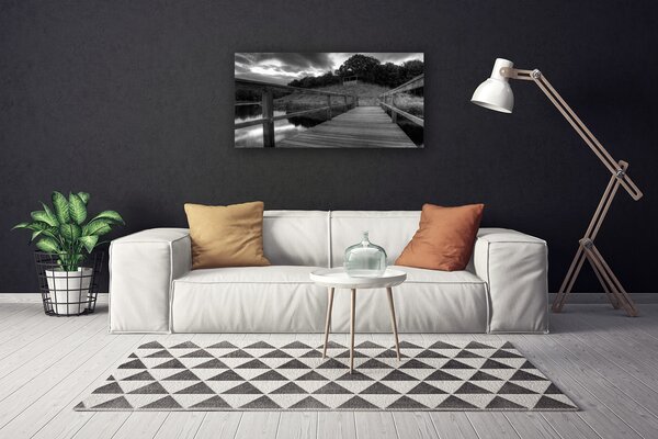 Obraz canvas Molo nad Jeziorem w Czerni i Bieli