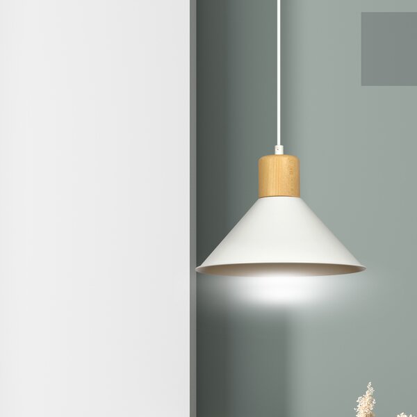 ROWEN 1 WHITE 1045/1 nowoczesna lampa sufitowa biała drewniane elementy