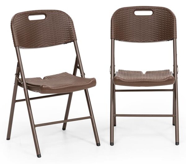 Blumfeldt Burgos Seat, składanie krzesło, zestaw 2 sztuk, HDPE, stal, rattanowy wygląd, brązowy