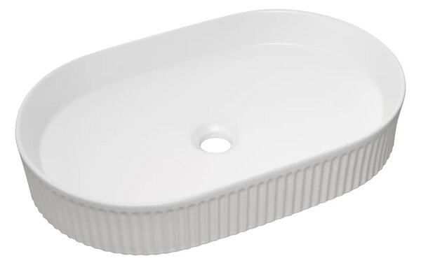 Biała owalna ceramiczna umywalka F8-C77