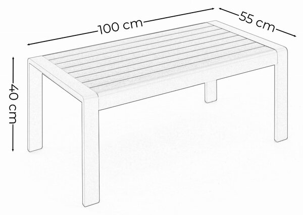 Zestaw mebli ogrodowych aluminiowy ATOL 5 - beżowy z blatem w odcieniu drewna tekowego