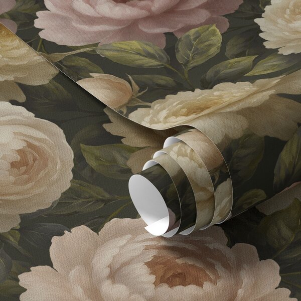 Tapety Romantyczne piwonie na ciemnym botanicznym tle, Tapety Z kwiatami, a00893 : Uwalls.pl