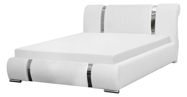 MebleMWM Białe łóżko tapicerowane 160x200 VICTORIA z pojemnikiem