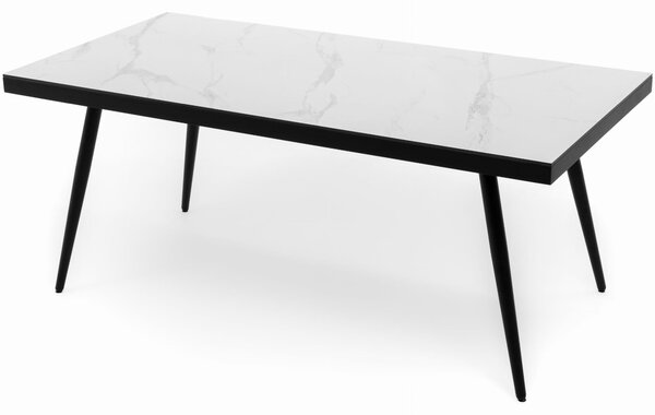 Stół prostokątny BELIZE 180 x 90 cm biały blat HPL CARRARA BIANCO nowoczesny