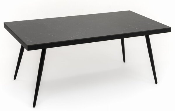 Stół prostokątny BELIZE 180 x 90 cm czarny blat HPL CARRARA BLACK nowoczesny
