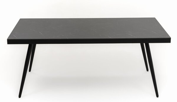 Stół prostokątny BELIZE 180 x 90 cm czarny blat HPL CARRARA BLACK nowoczesny