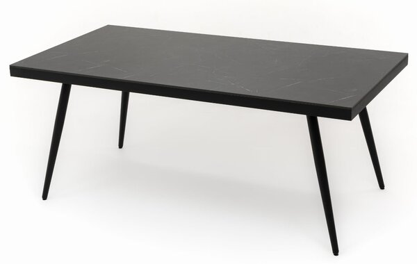 Stół prostokątny BELIZE 180 x 90 cm czarny blat HPL CARRARA BLACK nowoczesny