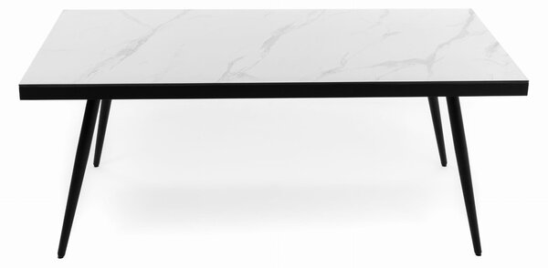 Stół prostokątny BELIZE 180 x 90 cm biały blat HPL CARRARA BIANCO nowoczesny