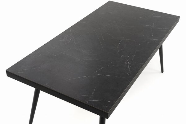 Stół prostokątny BELIZE 180 x 90 cm czarny blat HPL CARRARA BLACK nowoczesny