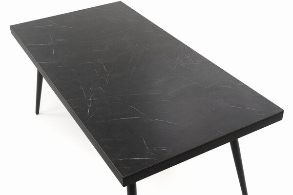 Stół prostokątny BELIZE 180 x 90 cm czarny blat HPL CARRARA BLACK nowoczesny
