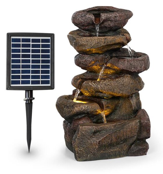 Blumfeldt Savona, fontanna solarna, 2,8 W, poliresin, 5 godzin, bateria, oświetlenie LED, wygląd kamienia
