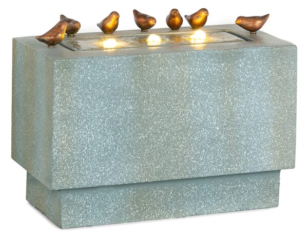 Blumfeldt Waterbirds, fontanna ogrodowa, LED, 60 x 47 x 30 cm, cement, aluminium, szara