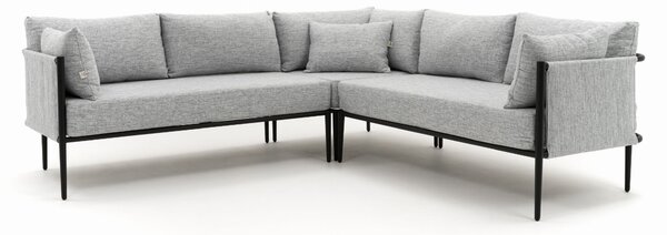 Zestaw mebli ogrodowych BELIZE szary narożnik aluminiowy ze stołem z blatem HPL