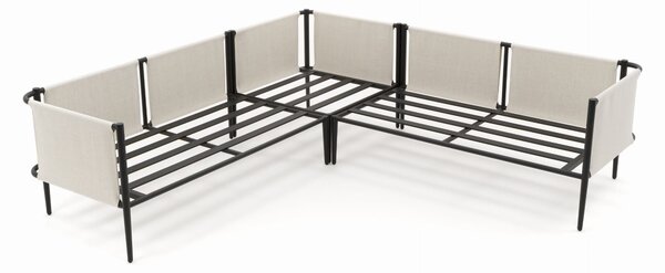 Zestaw mebli ogrodowych BELIZE beżowy narożnik aluminiowy ze stołem z blatem HPL