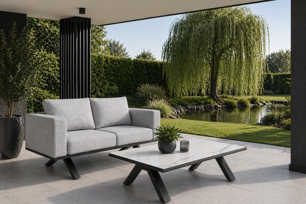 Sofa ogrodowa 2 osobowa MARABELLA szara nowoczesna aluminiowa