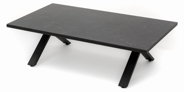 Stół ogrodowy MARABELLA czarny blat HPL - CARRARA BLACK z metalowymi czarnymi nogami nowoczesny