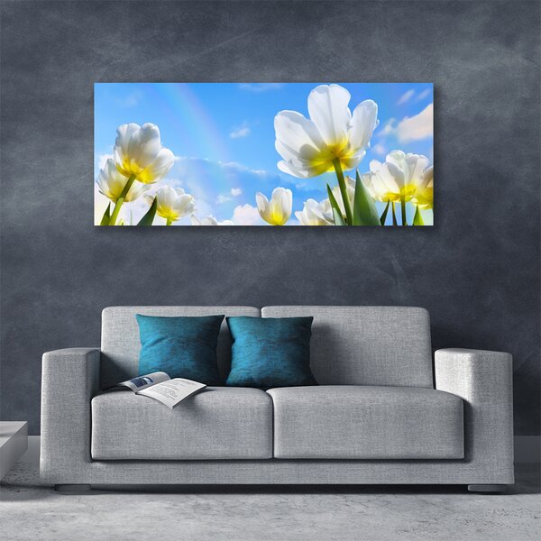 Obraz canvas na ścianę Ogród Kolorowych Tulipanów