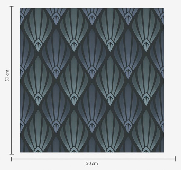 Tapety Fajny niebiesko-szary styl Art Deco z formami w kształcie wachlarza, Tapety Abstrakcyjne, a01064v3 : Uwalls.pl