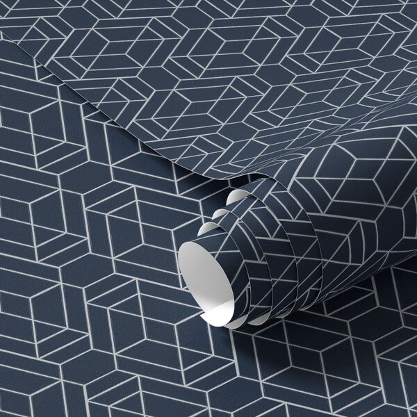 Tapety Ciemnoniebieska geometryczna siatka z kostek, Tapety Abstrakcyjne, a01066v1 : Uwalls.pl