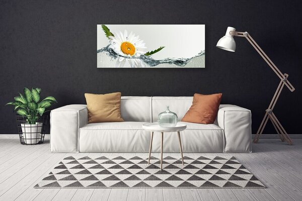 Obraz canvas Biała Stokrotka na Lustrze Wody