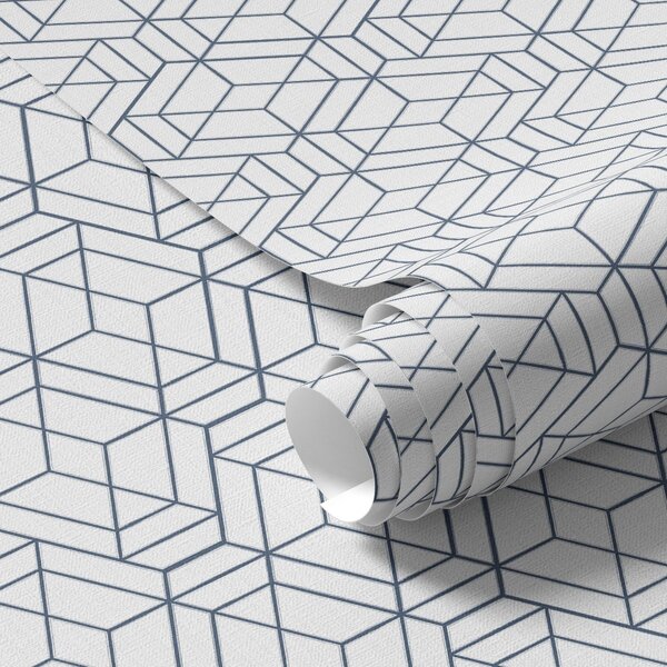 Tapety Białe tło z niebieskimi trójwymiarowymi geometrycznymi sześcianami, Tapety Abstrakcyjne, a01067 : Uwalls.pl