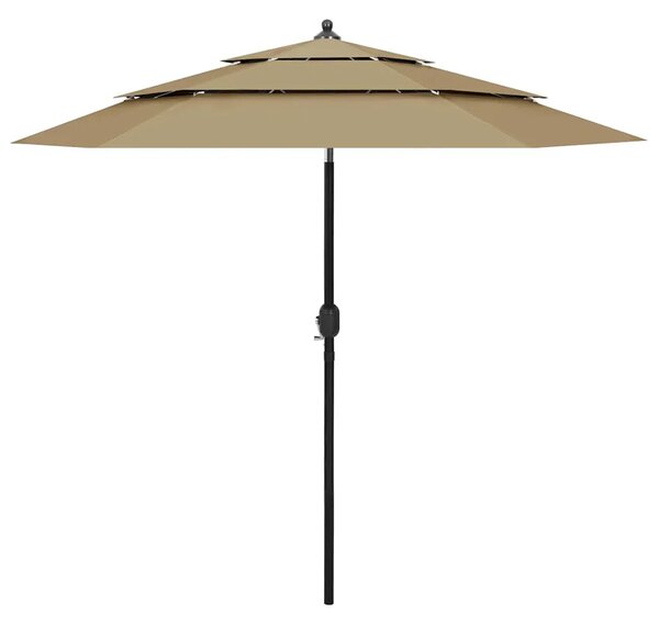 Okrągły trzypoziomowy parasol ogrodowy taupe - Haru