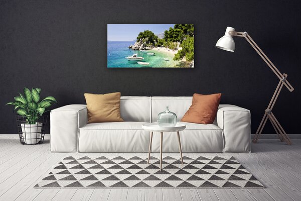 Obraz canvas Skaliste Wybrzeże z Łodziami